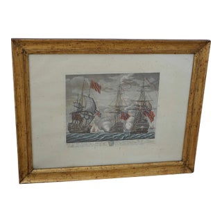 Gold Framed British Tall Ships Decorator Print For Sale