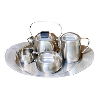 Vintage Coffee & Tea Service in Stainless Steel by Carla Nencioni & Armando Moleri, 1960s For Sale