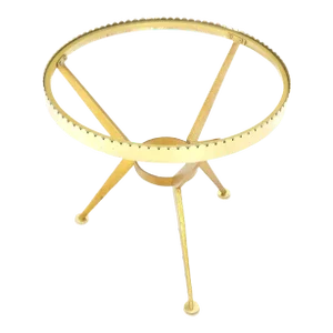 Solid Hammered Brass Tri Legged Studio Artist Made Round Side End Table Pedestal