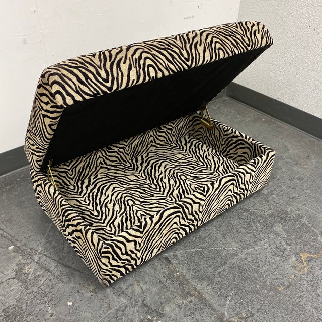 Crate & Barrel Animal Print Storage Ottoman + Castors Chairish