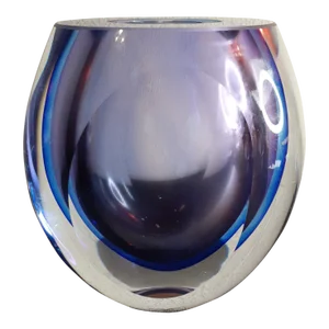 Vintage Murano Italy Thick Sommerso Art Glass Decorative Vase