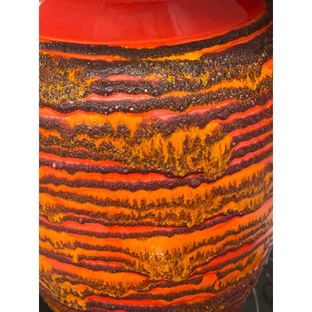 Mid-Century Modern Lava Glaze Ceramic Lamps - A Pair For Sale - Image 3 of 13