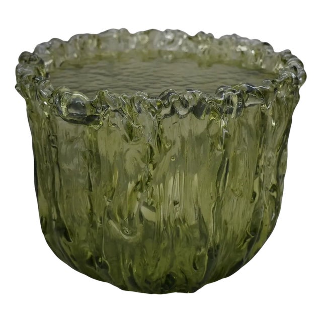 Vintage Italian Murano Art Glass Green Side Table, 2000 For Sale