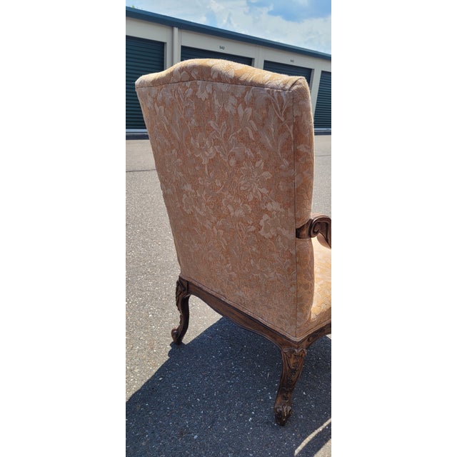 1990s Fine Pair of Large High Back Georgian Style Armchairs For Sale - Image 4 of 12