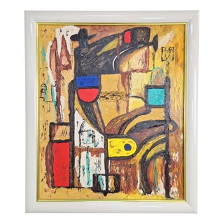 W. Broek, Cobra Movement Abstract Composition, 1993, Oil on Canvas For Sale