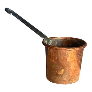 19th Century French Dovetailed Copper Saucepan With Forged Iron Handle For Sale
