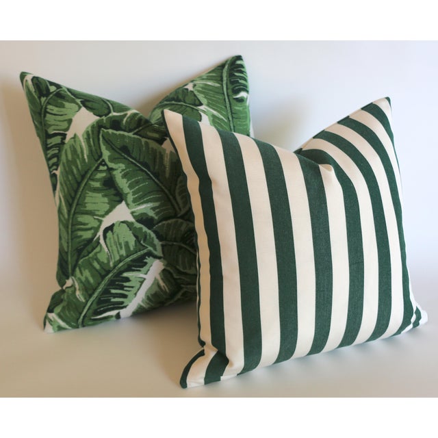 Sunbrella Beverly Hills Hotel Green Striped Pillow Cover 22x22 Chairish