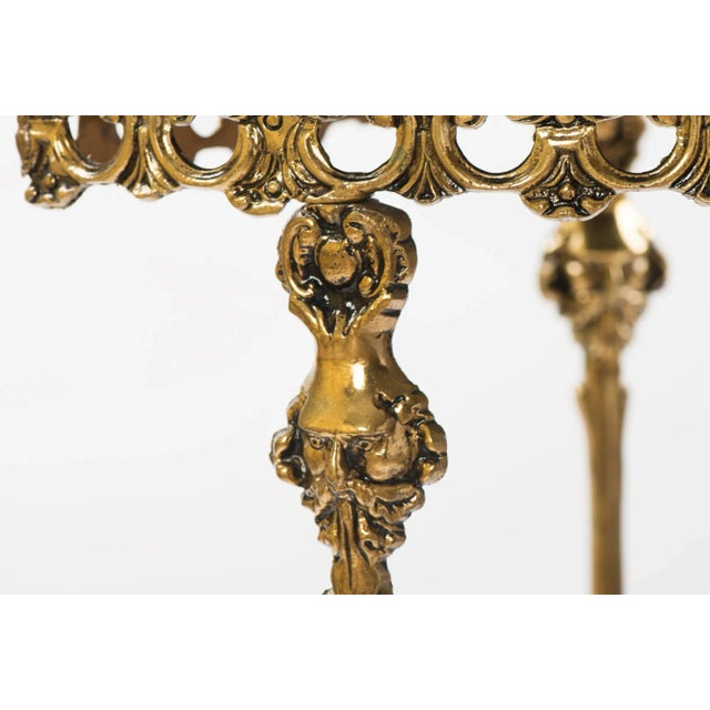 1950s Vintage Brass Corner Console Table With Mirror Top For Sale - Image 6 of 12