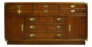 1970s Campaign Style 6 Drawer Sideboard by Lexington Furniture