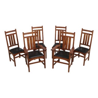 Set of 6 Stickley Harvey Ellis Mission Oak Dining Chairs For Sale