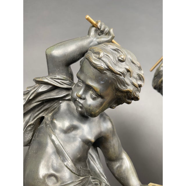 A Large Pair of Ormolu & Patinated Bronze Chenets by Henry Dasson For Sale - Image 12 of 13