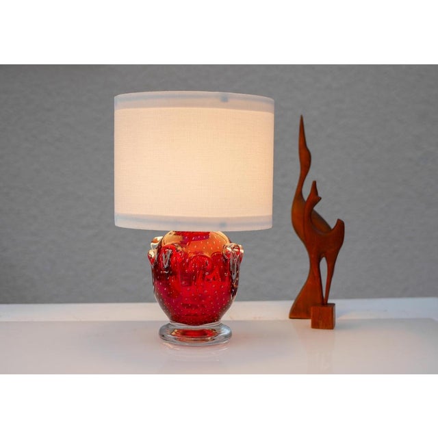 Red Crystal Glass Lamp by Börne Augustsson for Åseda For Sale - Image 5 of 14