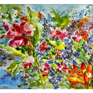 Watercolor Painting Ink and Wash Lillies Giclee Print For Sale