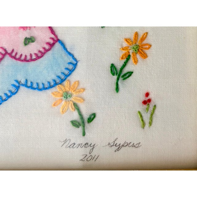 Farmhouse Boho Chic Embroidered Southern Belle Framed Hanging For Sale - Image 3 of 9