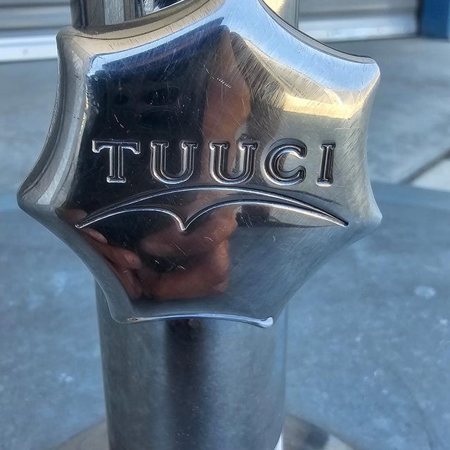 Silver Tuuci Free-Standing Galvanized Steel Round Master Umbrella Base Stand 130 Lb. For Sale - Image 8 of 12