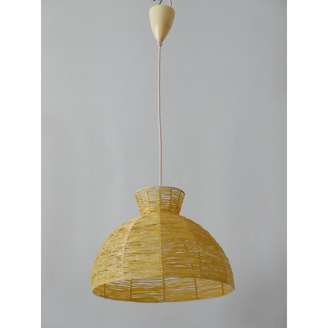 Mid-Century Modern Raffia Bast Pendant Lamp or Hanging Light, Germany, 1970s For Sale - Image 10 of 18