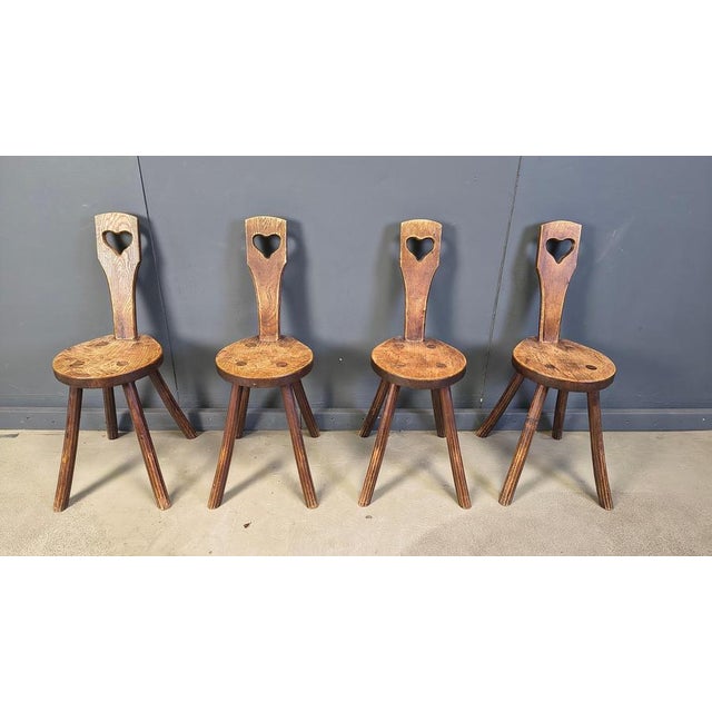 Vintage Brutalist Heart-Shaped Chairs, 1960s, Set of 4 For Sale - Image 14 of 15