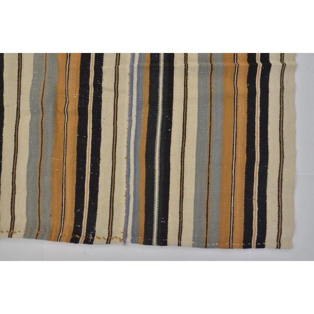 1960s Striped Deign Organic Wool Modern Kilim For Sale - Image 9 of 11