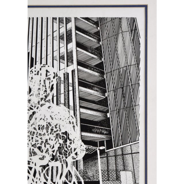 Vintage Surrealist Abstract Architectural Pen and Ink Drawing For Sale In Chicago - Image 6 of 7