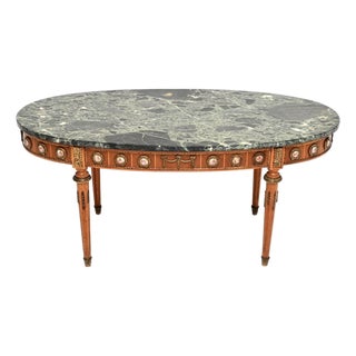 Vintage French Coffee Table with Marble Top, 1930 For Sale