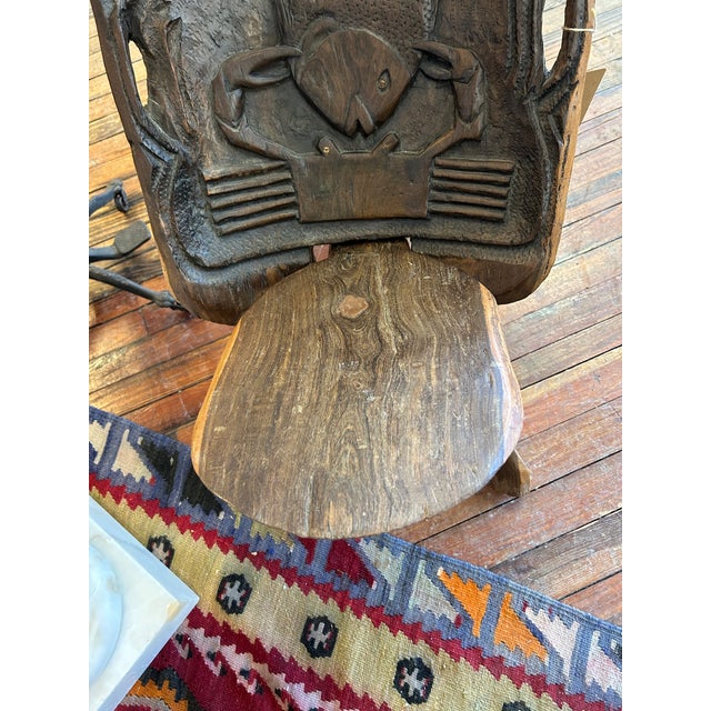 1970s Hand Carved Wood African Birthing Chair For Sale - Image 5 of 9