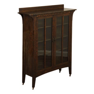Limbert Antique Mission Oak Arts & Crafts Glass Door Bookcase For Sale