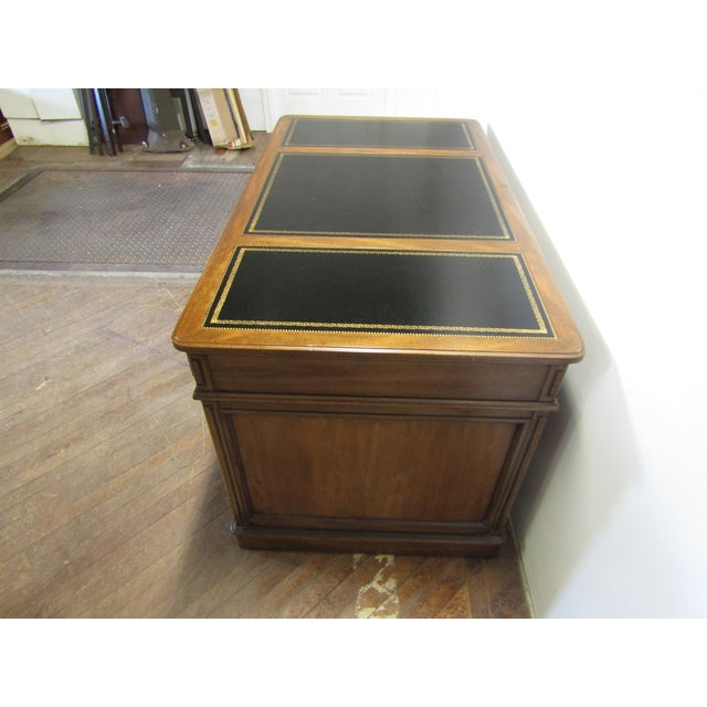 Traditional Sligh Lowry Solid Cherry Leather Top Executives Desk For Sale - Image 3 of 9