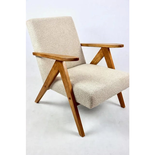 Vintage armchair in beige color from the 1970s in vintage style design - model B-310, completely restored - new upholstery...