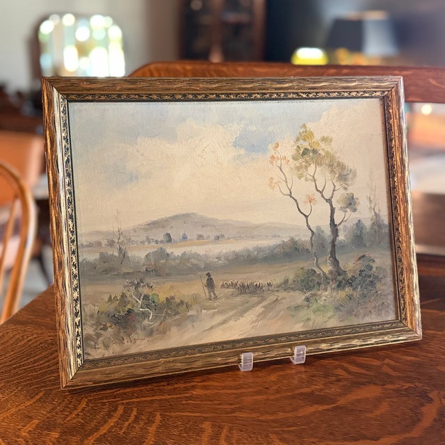 Rustic European Early 1900s Oil Painting of French Countryside by Eugene La Foret For Sale - Image 3 of 15