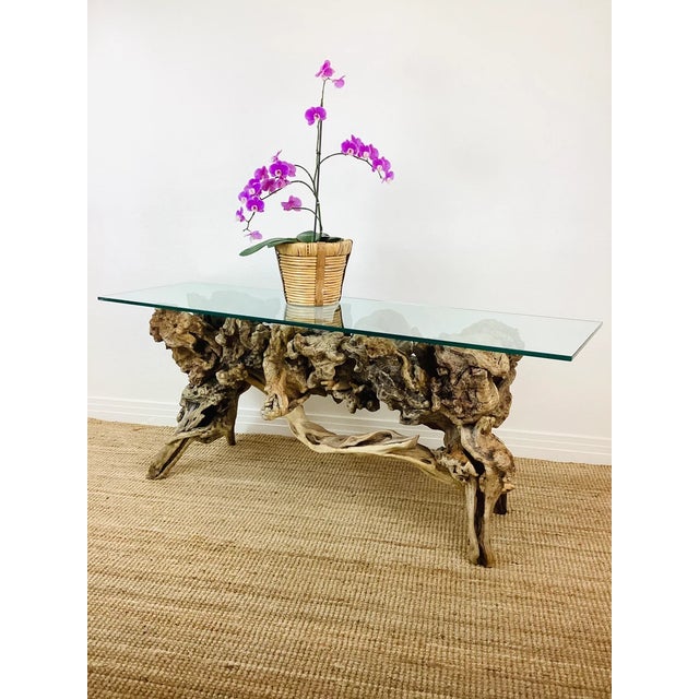 Mid-Century Modern Vintage 1970s Driftwood Burlwood Console or Entry Table For Sale - Image 3 of 9