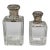 Set of Antique Crystal Scent Bottles With Silver Mounts — Engraved Monogram, Hallmarked Silver For Sale