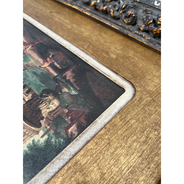 Gold Antique Framed Italian Print For Sale - Image 8 of 9