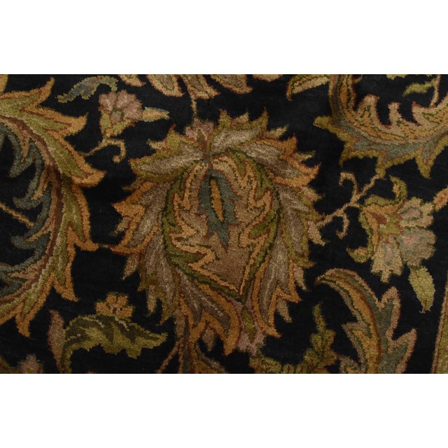Agra Rug 8’11” X 12’1” Black Wool Traditional Hand-Knottd Oriental Carpet For Sale - Image 4 of 14