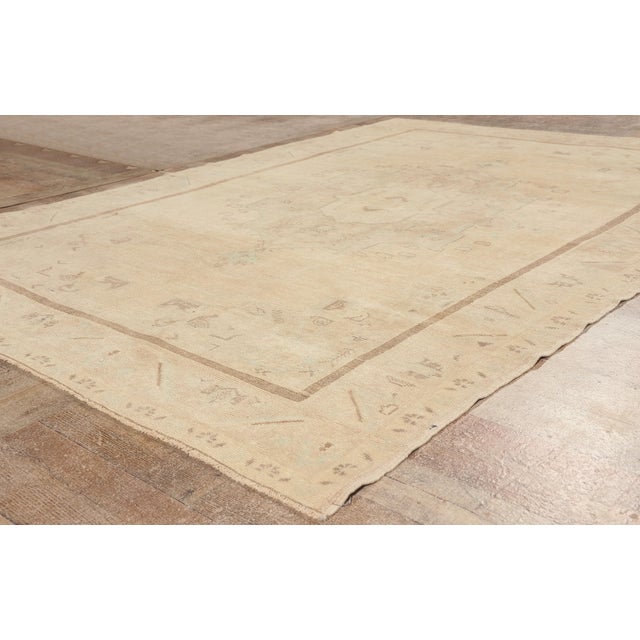 Tan Vintage Turkish Oushak Rug, 06'00 X 08'06 For Sale - Image 8 of 10