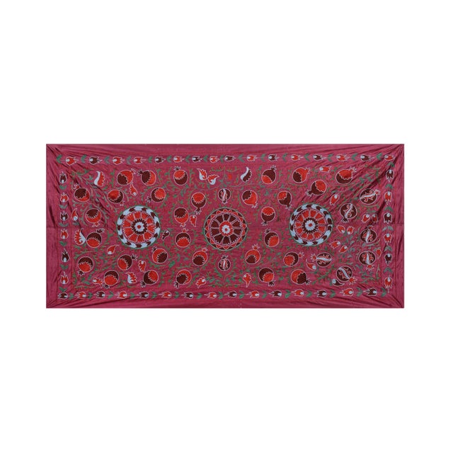 Vintage Suzani from Samarkand, circa 1900s. Dimension; 36.6" x 76.8" / 93 x 195 Cm / 3'1" x 6'5" Material: 100% cotton....