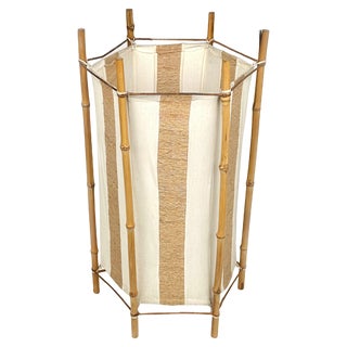 Italian Bamboo and Rattan Floor Lamp in the style of Louis Sognot, 1960s For Sale