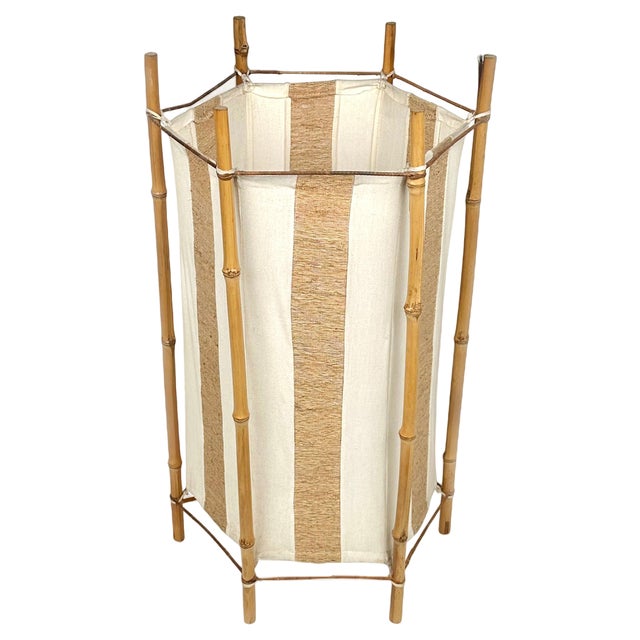 Italian Bamboo and Rattan Floor Lamp in the style of Louis Sognot, 1960s For Sale