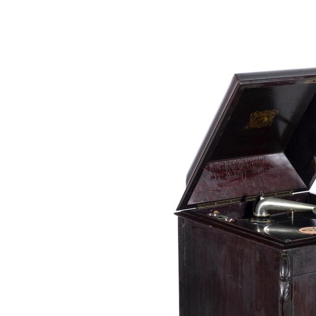Furniture - Art Nouveau piece of furniture with a gramophone. English, 20th century; made of mahogany wood; with four...