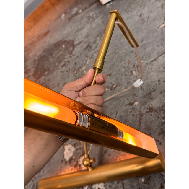 Restoration Hardware Gallery Antiqued Brass Picture Lights, Pair For Sale - Image 9 of 12