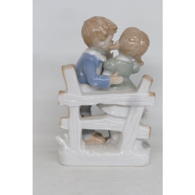 Lego Japan Young Love 1970s Porcelain Figurine Boy Girl Kissing Statuette 4486b For Sale - Image 4 of 12