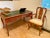 Chinoiserie Baker Furniture 2pc Queen Anne Scarlet Japanned Desk/ Bureau Plat For Sale - Image 3 of 12