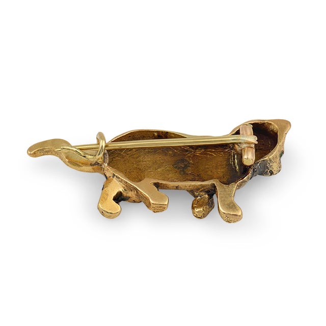 Vintage Diamond Peridot 18k Yellow Gold Cat Brooch For Sale In Los Angeles - Image 6 of 6