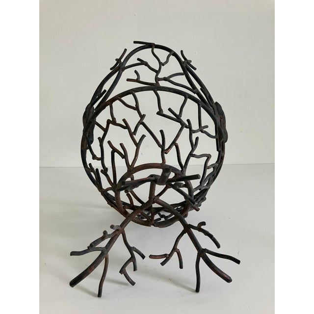 Vintage Wrought Iron Bird & Branch Basket For Sale In Orlando - Image 6 of 8