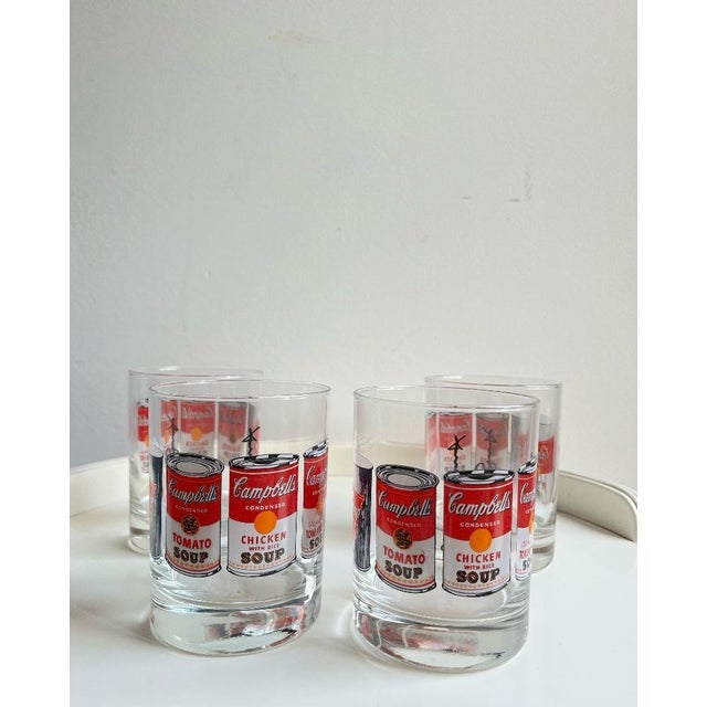 Campbells Series Glasses attributed to Andy Warhol for Block, 1990s, Set of 4 For Sale - Image 6 of 8