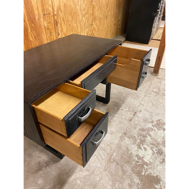Mid-Century Executive Desk With Black Cerused Finish and Sculptural Legs For Sale - Image 12 of 12