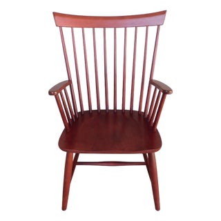 Ethan Allen Country Colors Windsor Style Arm Chair 14-6410 Finish 669 Cranberry For Sale