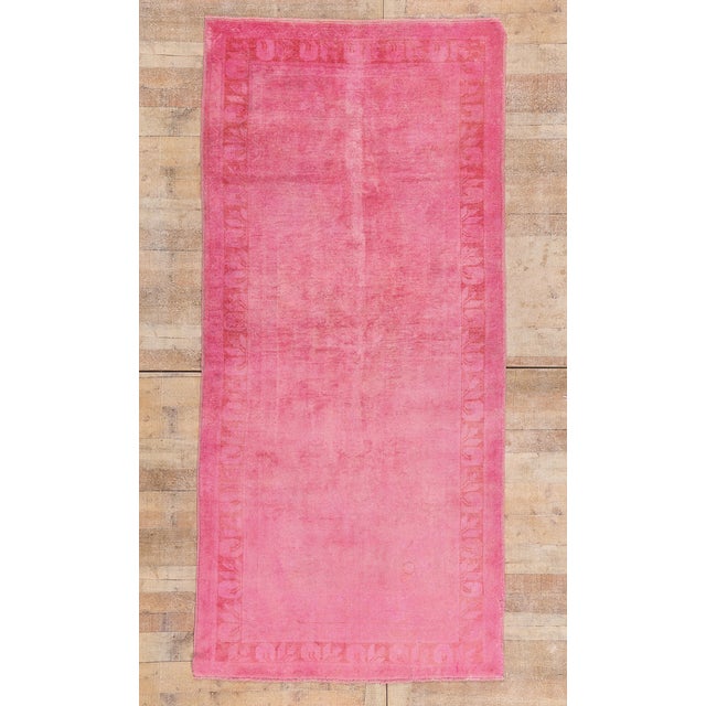 Vintage Turkish Pink Oushak Rug, 04'05 X 09'04 For Sale - Image 10 of 10