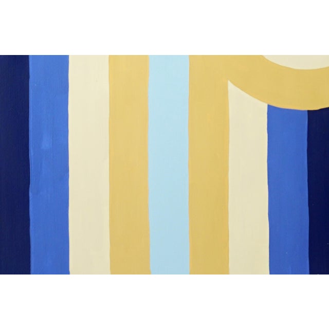 Blue 2026, Coming and Going, Art Deco Style Painting in Blue and Gold, For Sale - Image 8 of 8