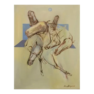 Abstract Horse Oil on Canvas Painting Titled "Moonlight Sonata" Signed by Artist