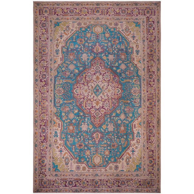 Shabby Chic 1990's Vintage Blue/Purple Wool Rug - 7'7'' X 11'2'' For Sale - Image 10 of 10